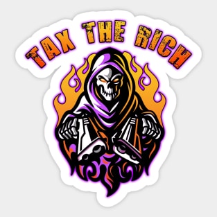 Tax The Rich Orange Purple Sticker